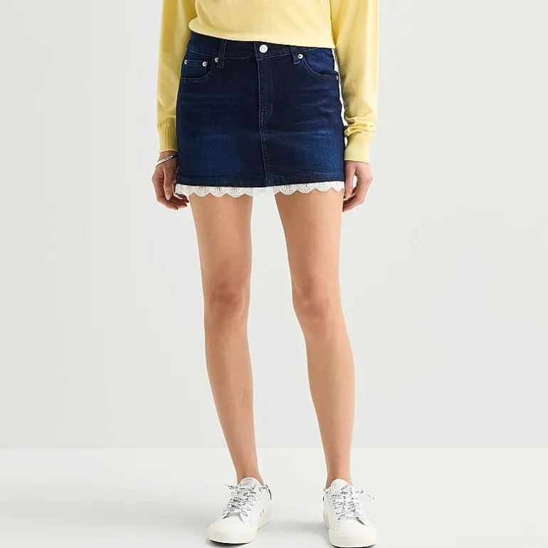 Forever 21 Womens Juniors Mid Rise Denim Skirt