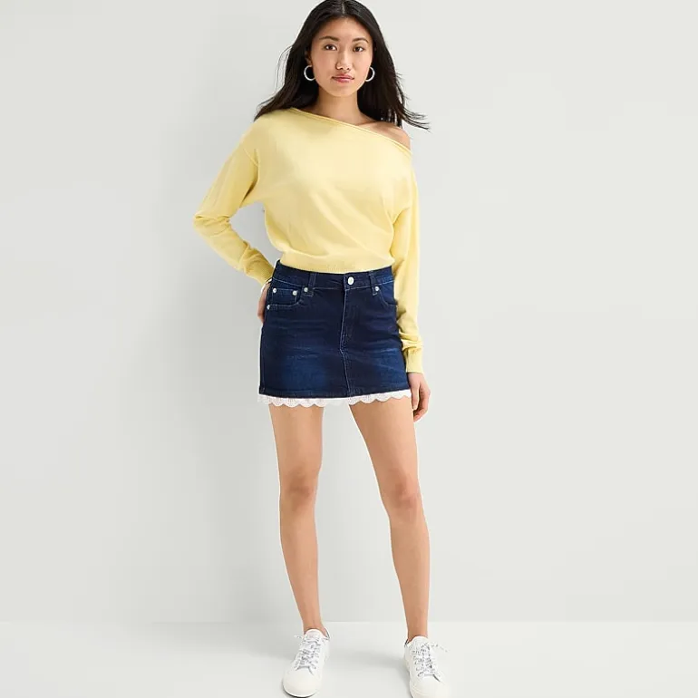 Forever 21 Womens Juniors Mid Rise Denim Skirt