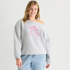 Forever 21 Womens Juniors Plus Asymmetrical Neck Long Sleeve Sweatshirt