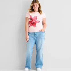 Forever 21 Womens Juniors Plus Crew Neck Short Sleeve T-Shirt