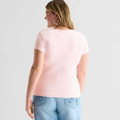 Forever 21 Womens Juniors Plus Crew Neck Short Sleeve T-Shirt