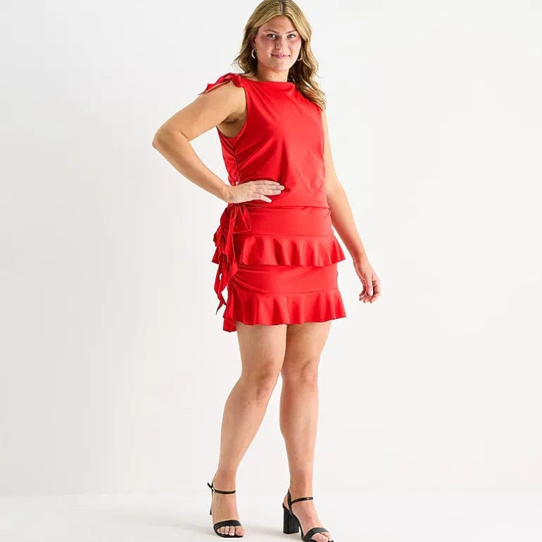 Forever 21 Womens Juniors Plus Low Rise Mini Flared Skirt