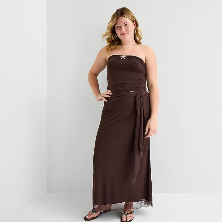 Forever 21 Womens Juniors Plus Mid Rise Maxi Skirt