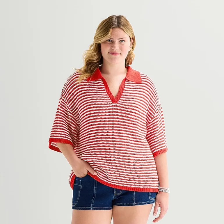 Forever 21 Womens Juniors Plus Short Sleeve Polo Shirt