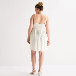 Forever 21 Womens Juniors Plus V Neck Sleeveless Babydoll Dress