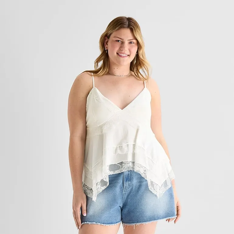 Forever 21 Womens Juniors Plus V Neck Sleeveless Babydoll Top