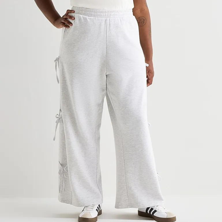 Forever 21 Womens Juniors Plus Wide Leg Mid Rise Pull-On Pant
