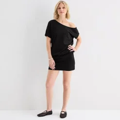 Forever 21 Womens Juniors Short Sleeve Off the Shoulder Bodycon Dress