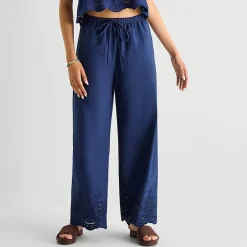 Forever 21 Womens Juniors Straight Mid Rise Pull-On Pant