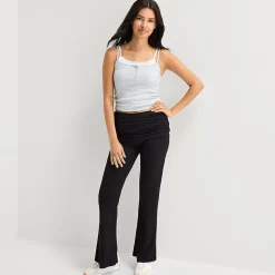 Forever 21 Womens Juniors Straight Mid Rise Pull-On Pant