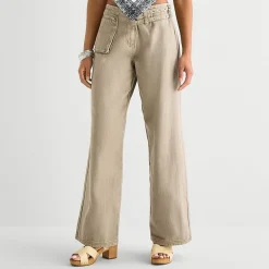 Forever 21 Womens Juniors Wide Leg Mid Rise Flat Front Pant