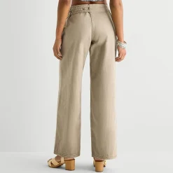 Forever 21 Womens Juniors Wide Leg Mid Rise Flat Front Pant