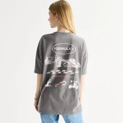 Formula 1 Womens Juniors Crew Neck Short Sleeve Oversized Graphic T-Shirt