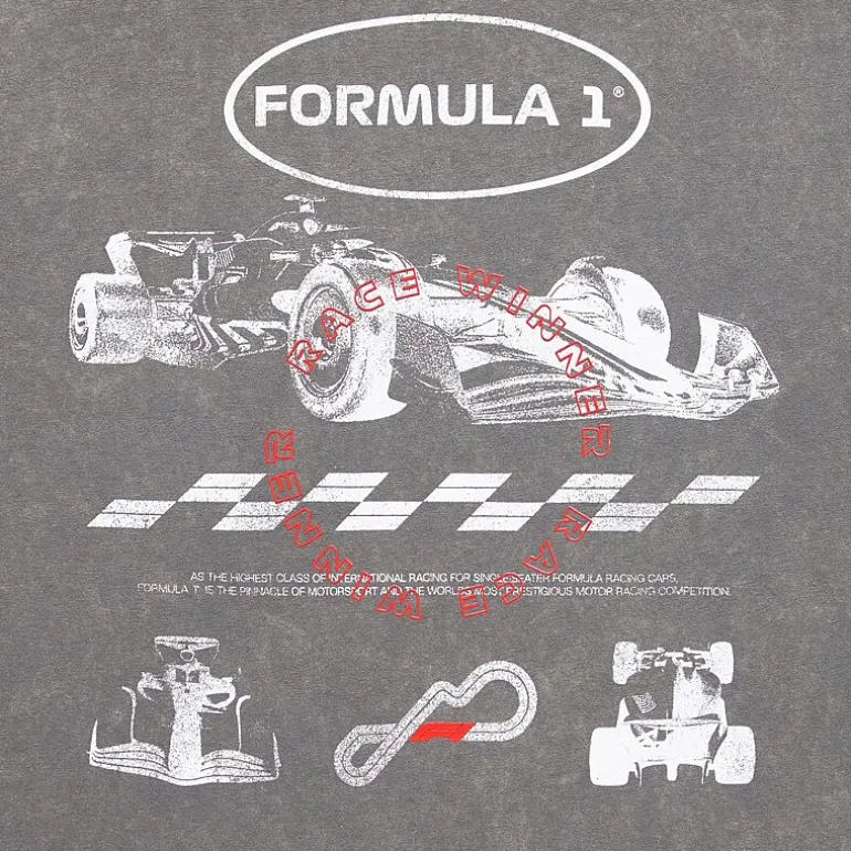 Formula 1 Womens Juniors Crew Neck Short Sleeve Oversized Graphic T-Shirt
