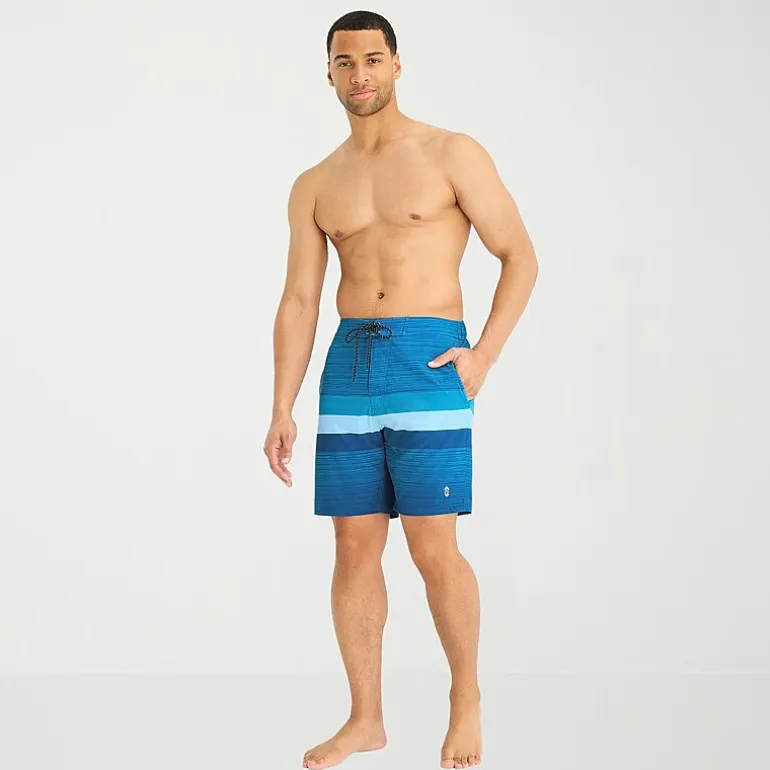Free Country Seabreeze Stripe Mens 8" Striped Swim Trunks