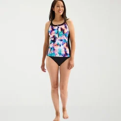 Free Country Womens Stretch Fabric Floral Tankini Swimsuit Top