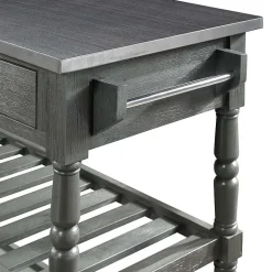French Country Stainless Steel Counter Top Kitchen Cart with Wine Rack