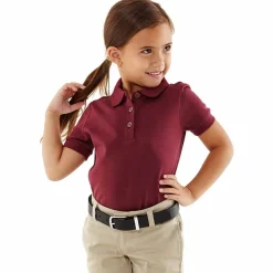 French Toast Big Kid Girls Short Sleeve Regular Fit Polo Shirt