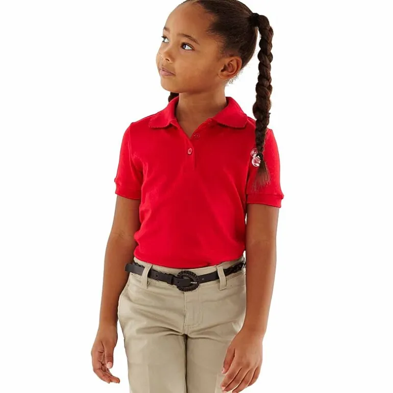 French Toast Big Kid Girls Short Sleeve Regular Fit Polo Shirt