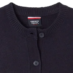 French Toast Little & Big Kid Girls Crew Neck Long Sleeve Button Cardigan