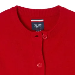 French Toast Little & Big Kid Girls Crew Neck Long Sleeve Button Cardigan
