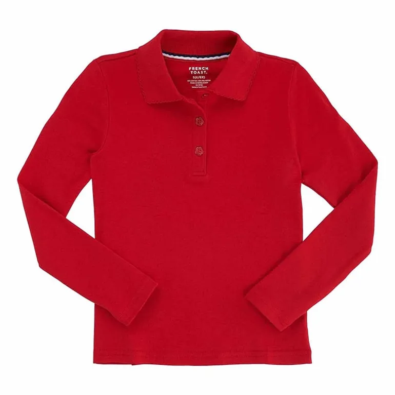 French Toast Little & Big Kid Girls Long Sleeve Regular Fit Polo Shirt