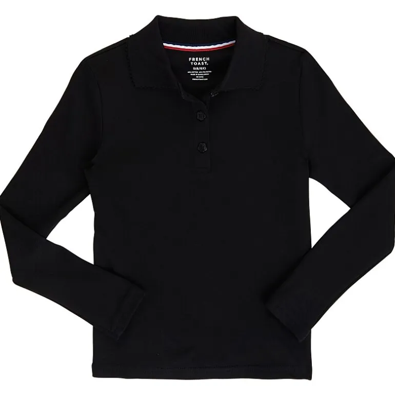 French Toast Little & Big Kid Girls Long Sleeve Regular Fit Polo Shirt