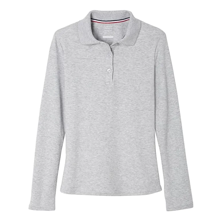 French Toast Little & Big Kid Girls Long Sleeve Regular Fit Polo Shirt