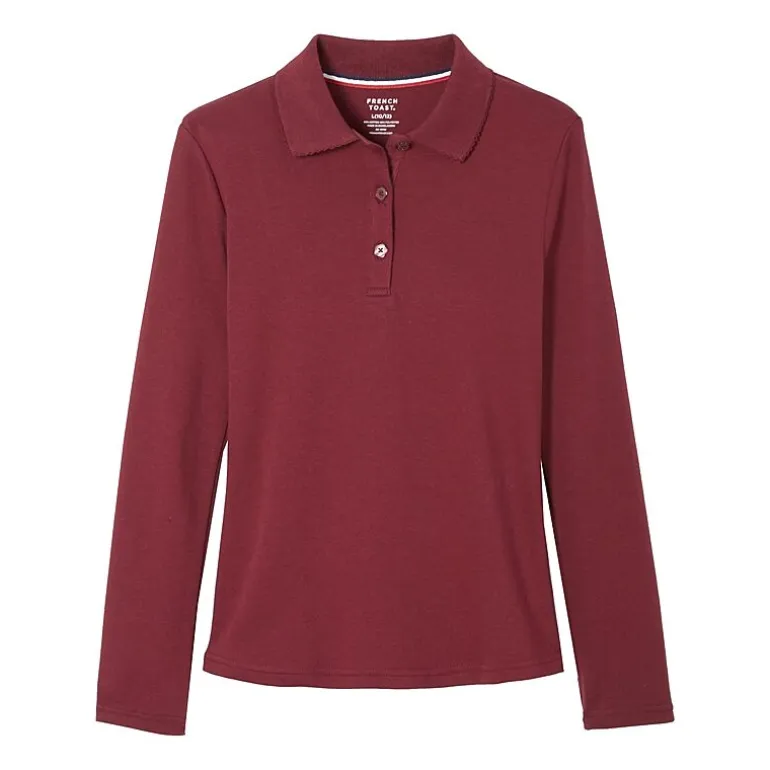 French Toast Little & Big Kid Girls Long Sleeve Regular Fit Polo Shirt