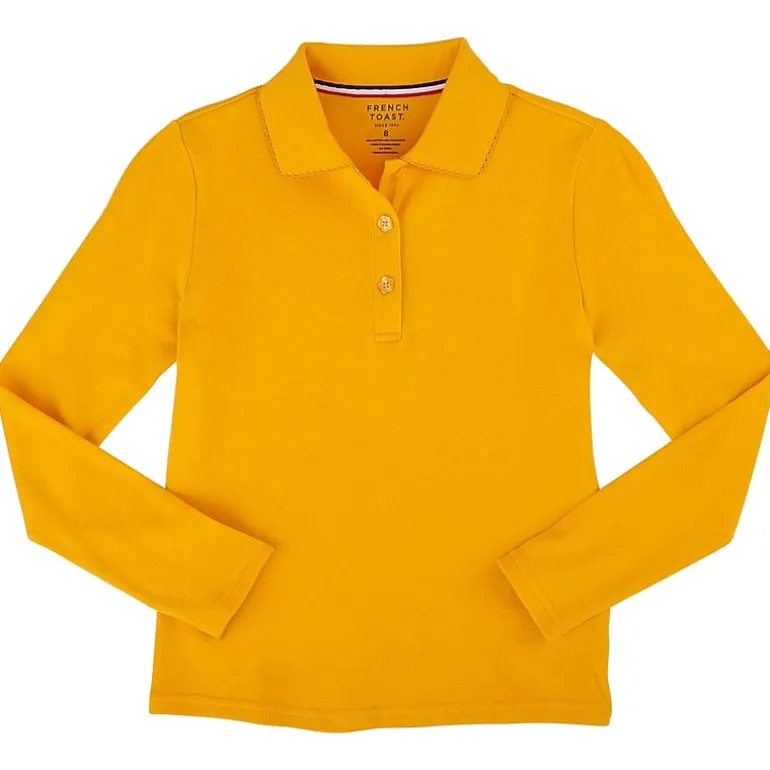 French Toast Little & Big Kid Girls Long Sleeve Regular Fit Polo Shirt