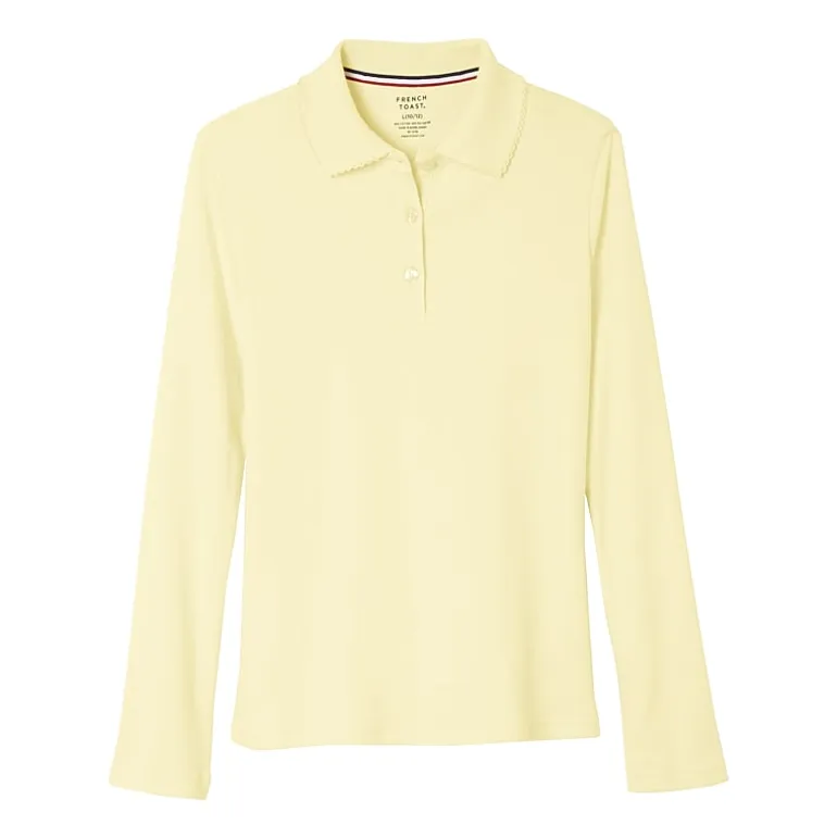 French Toast Little & Big Kid Girls Long Sleeve Regular Fit Polo Shirt