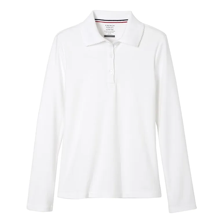 French Toast Little & Big Kid Girls Long Sleeve Regular Fit Polo Shirt