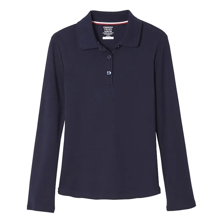 French Toast Little & Big Kid Girls Long Sleeve Regular Fit Polo Shirt