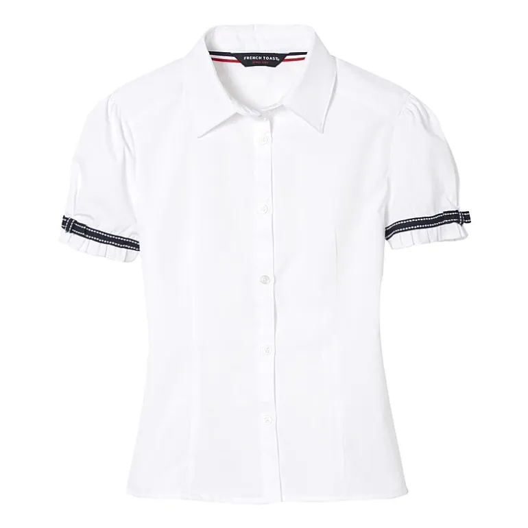 French Toast Little & Big Kid Girls Short Sleeve Embellished Blouse