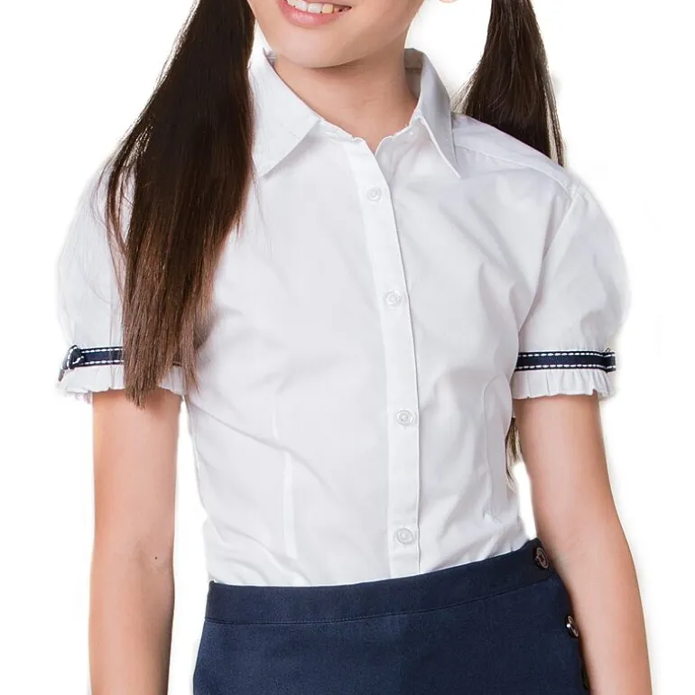 French Toast Little & Big Kid Girls Short Sleeve Embellished Blouse