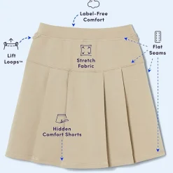 French Toast Little & Big Kid Girls Stretch Fabric Sensory Friendly High Rise Scooter Skirt