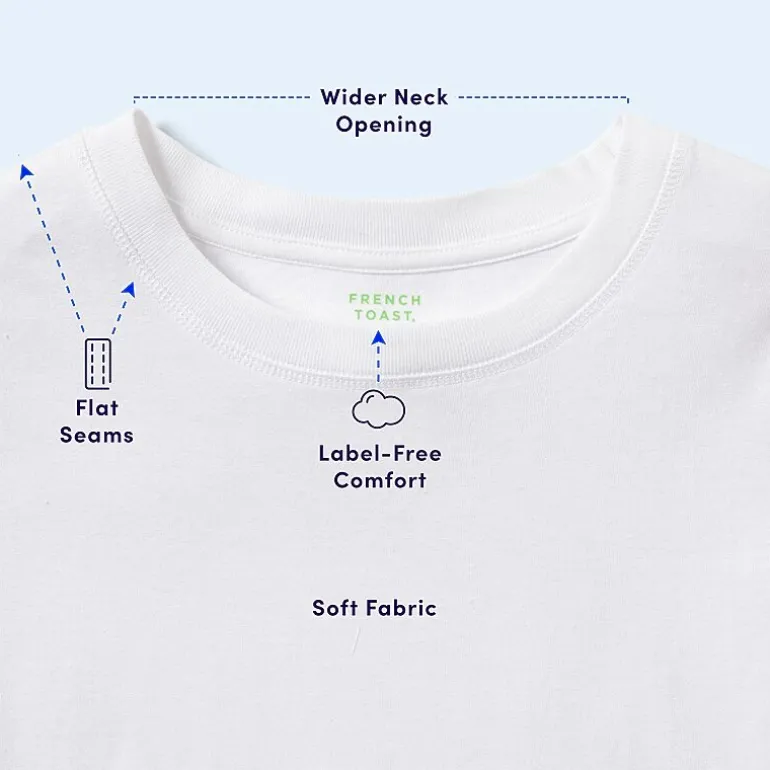 French Toast Little & Big Kid Unisex Easy-on + Easy-off Sensory Friendly Crew Neck Short Sleeve Adaptive T-Shirt