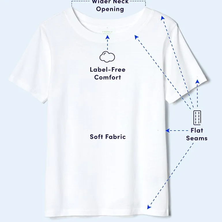 French Toast Little & Big Kid Unisex Easy-on + Easy-off Sensory Friendly Crew Neck Short Sleeve Adaptive T-Shirt