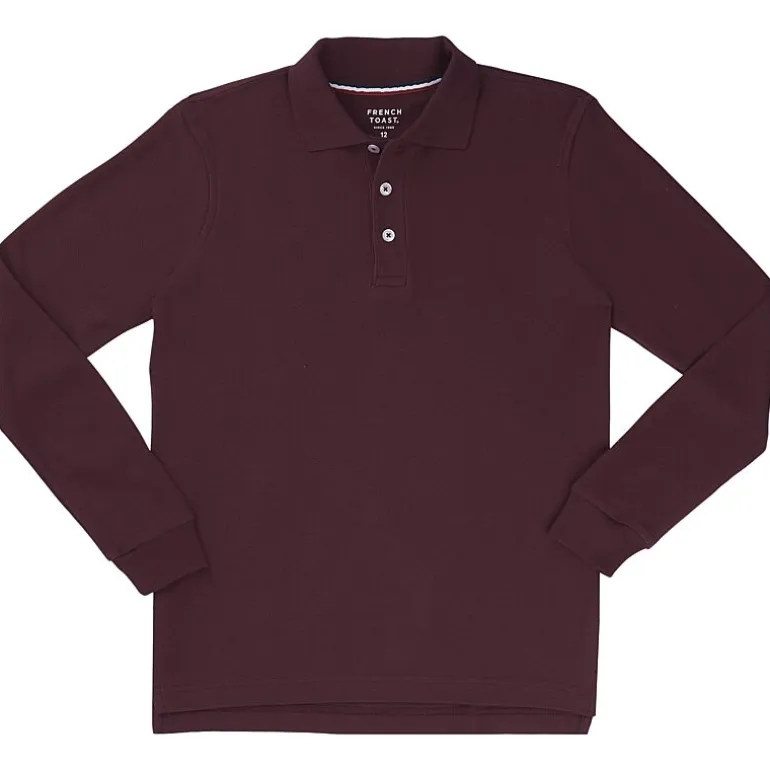 French Toast Toddler Boys Long Sleeve Boxy Fit Polo Shirt