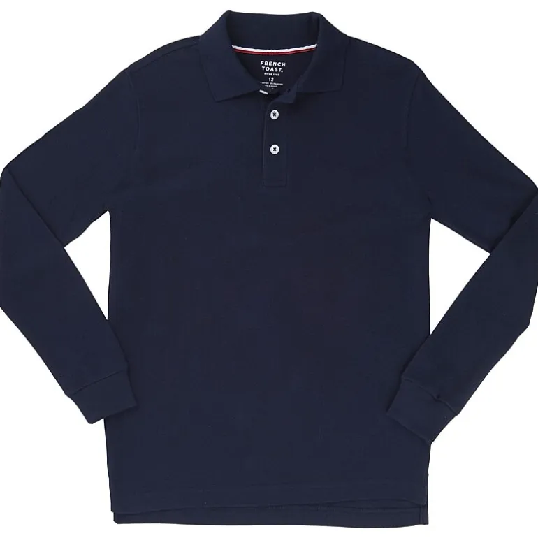 French Toast Toddler Boys Long Sleeve Boxy Fit Polo Shirt