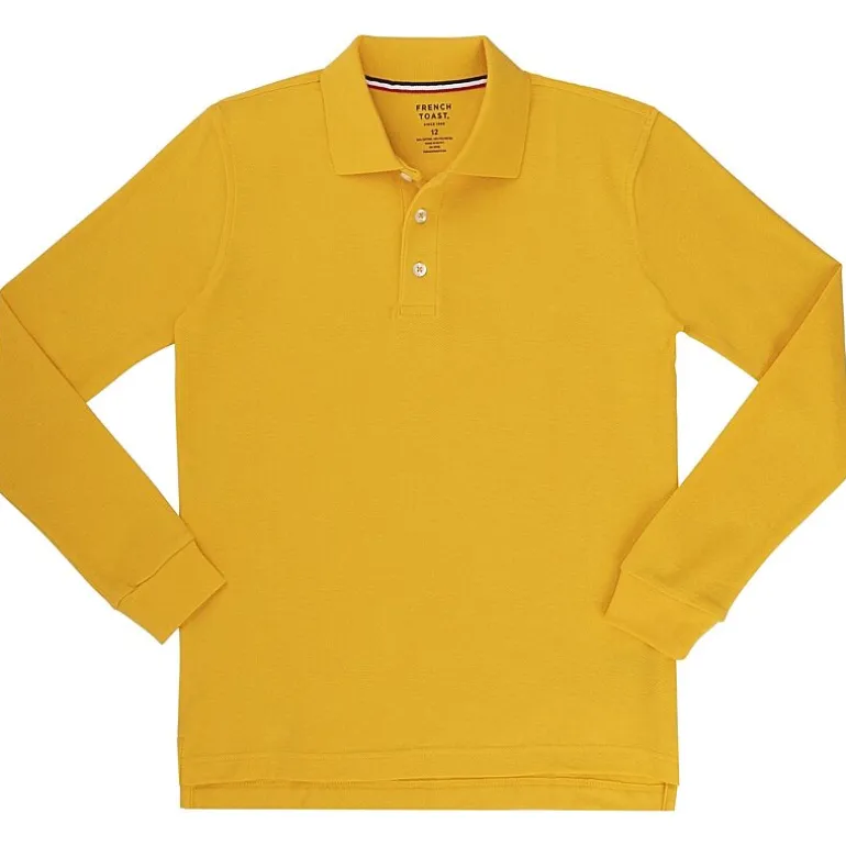 French Toast Toddler Boys Long Sleeve Boxy Fit Polo Shirt