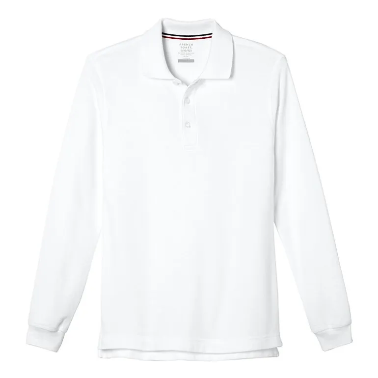 French Toast Toddler Boys Long Sleeve Boxy Fit Polo Shirt