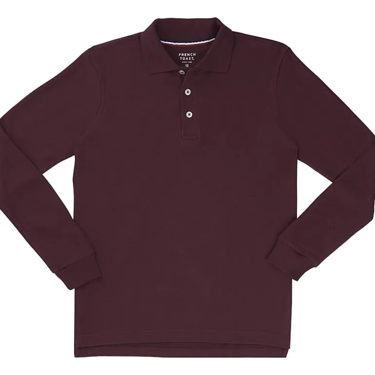French Toast Toddler Boys Long Sleeve Boxy Fit Polo Shirt