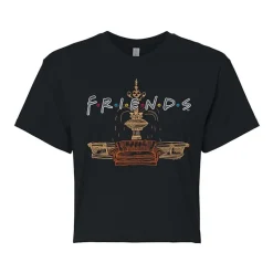 Friends Fountain Cropped Tee Womens Juniors Crew Neck Short Sleeve Regular Fit Friends Graphic T-Shirt