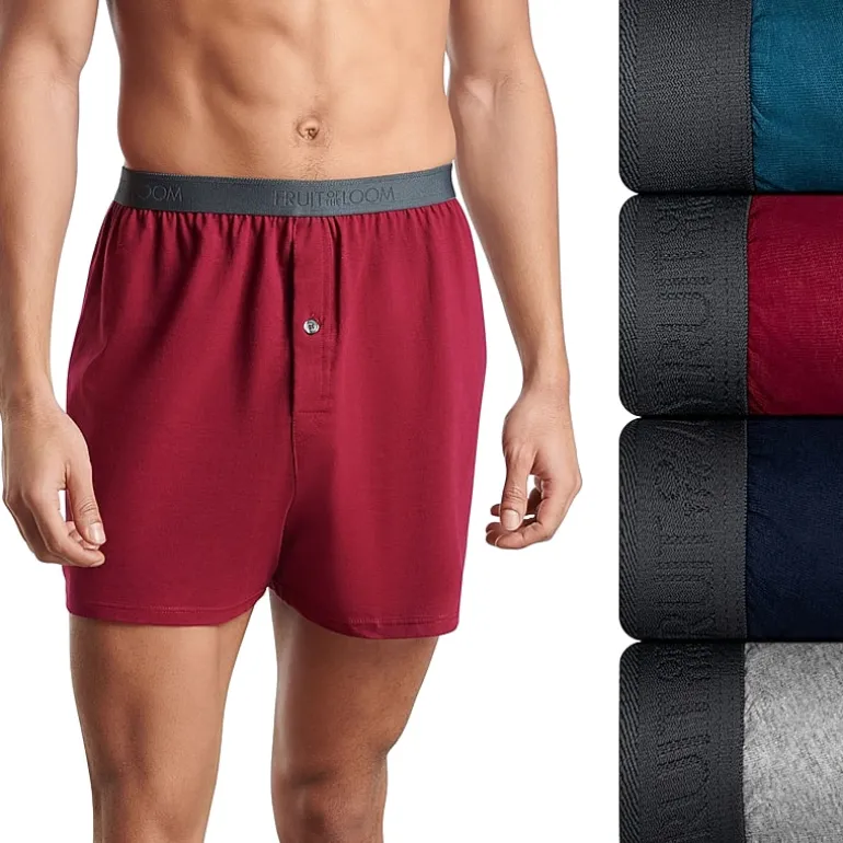 Fruit of the Loom Premium Cotton Knit Mens 4 Pack Boxers Jc4p722