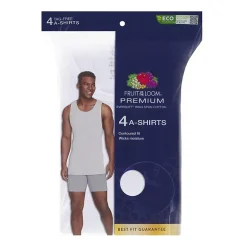Fruit of the Loom Premium Cotton Mens Round Neck Sleeveless 4 Pack Tank
