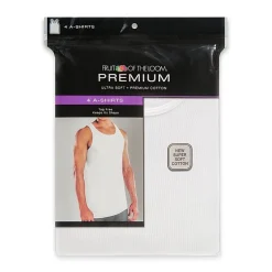 Fruit of the Loom Premium Cotton Mens Round Neck Sleeveless 4 Pack Tank
