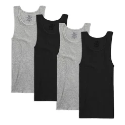 Fruit of the Loom Premium Cotton Mens Round Neck Sleeveless 4 Pack Tank