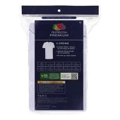 Fruit of the Loom Premium Cotton Mens 4 Pack Short Sleeve Crew Neck T-Shirt