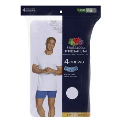Fruit of the Loom Premium Cotton Mens 4 Pack Short Sleeve Crew Neck T-Shirt